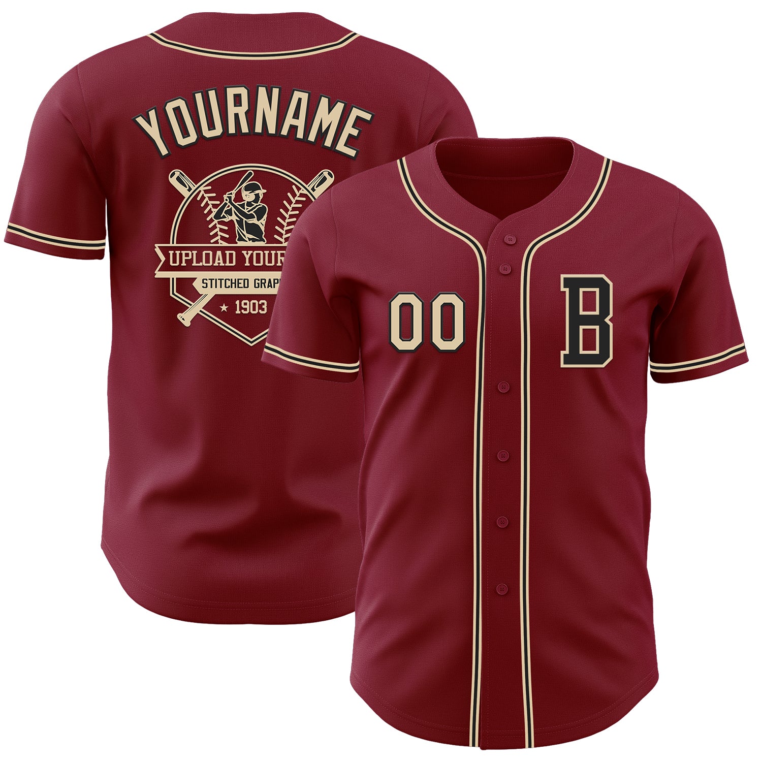 Custom Crimson City Cream-Black Authentic Baseball Jersey