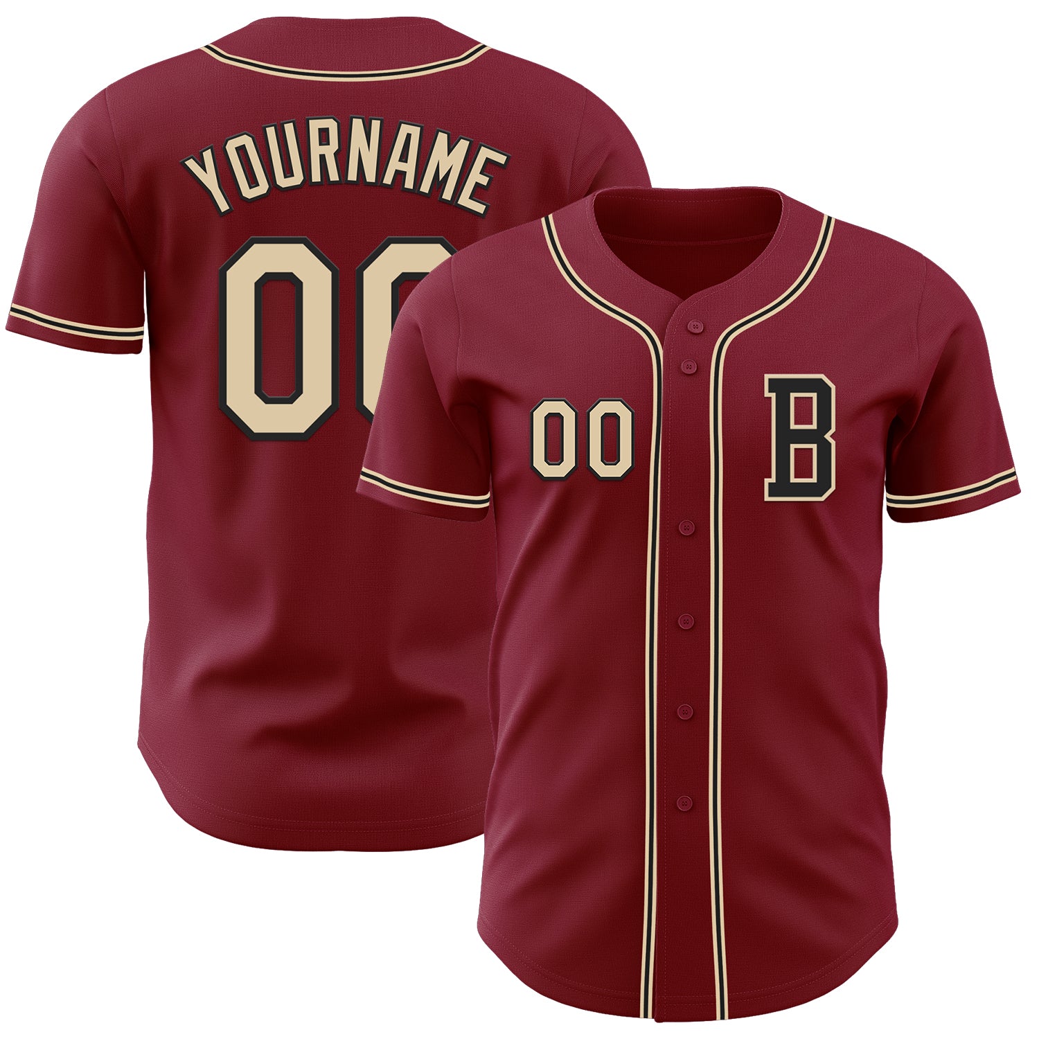 Custom Crimson City Cream-Black Authentic Baseball Jersey
