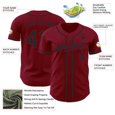 Custom Crimson Black Authentic Baseball Jersey