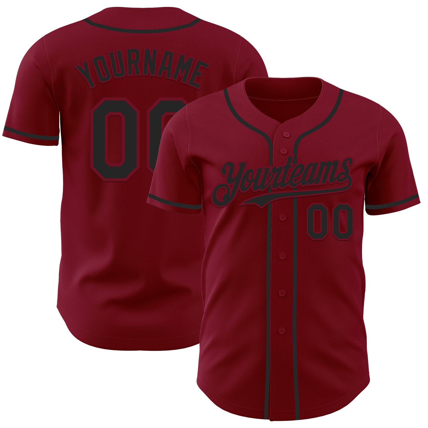 Custom Crimson Black Authentic Baseball Jersey