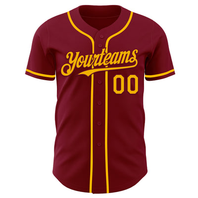 Custom Crimson Gold Authentic Baseball Jersey