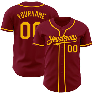 Custom Crimson Gold Authentic Baseball Jersey