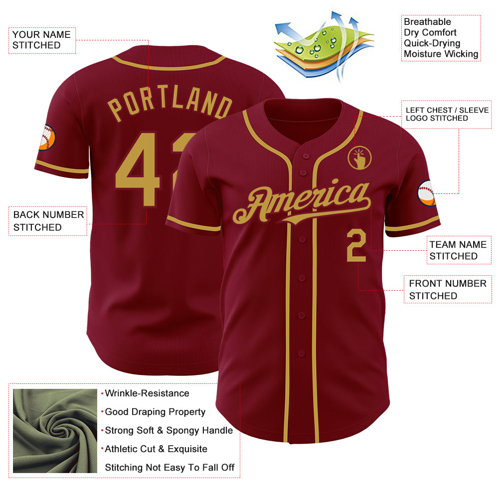 Custom Crimson Old Gold Authentic Baseball Jersey