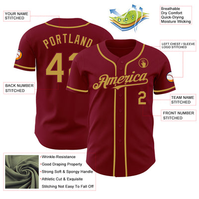 Custom Crimson Old Gold Authentic Baseball Jersey