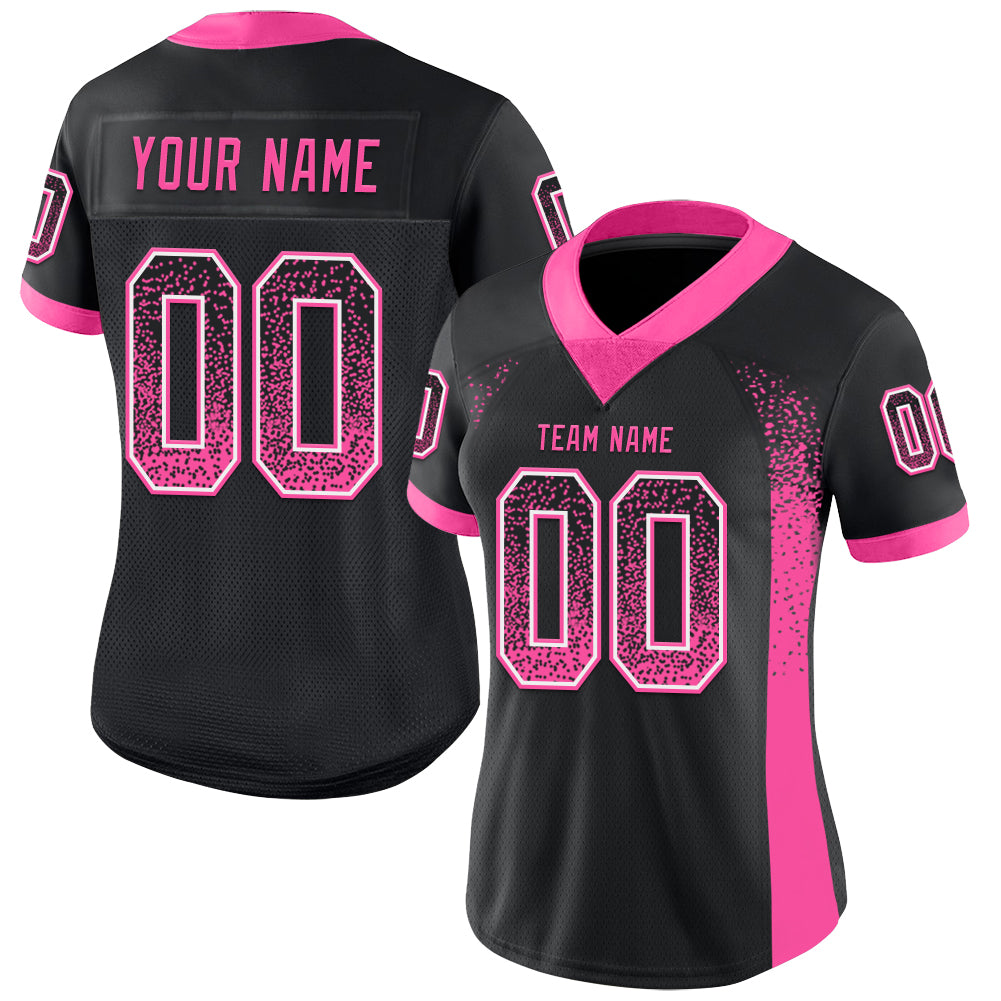 Custom Black Pink-White Drift Fashion Football Jersey