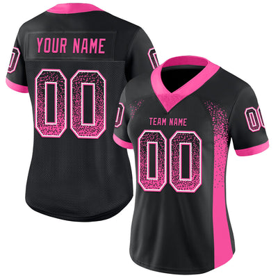 Custom Black Pink-White Drift Fashion Football Jersey