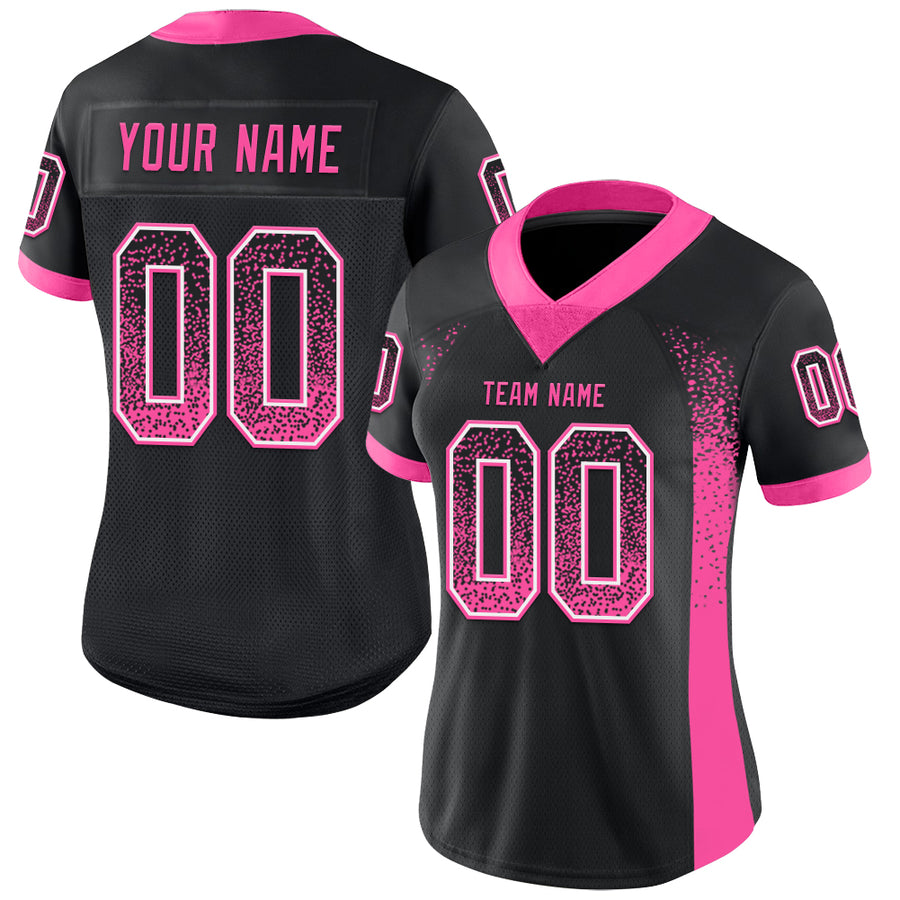Custom Black Pink-White Drift Fashion Football Jersey