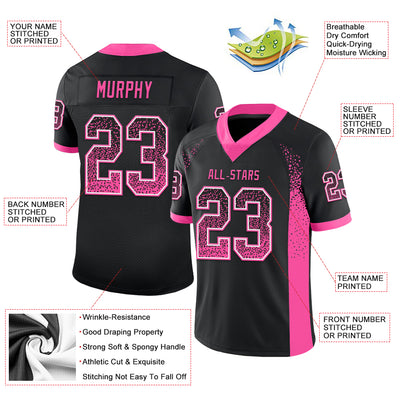 Custom Black Pink-White Drift Fashion Football Jersey