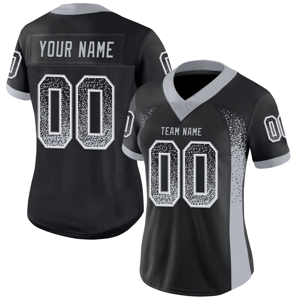 Custom Black Gray-White Drift Fashion Football Jersey