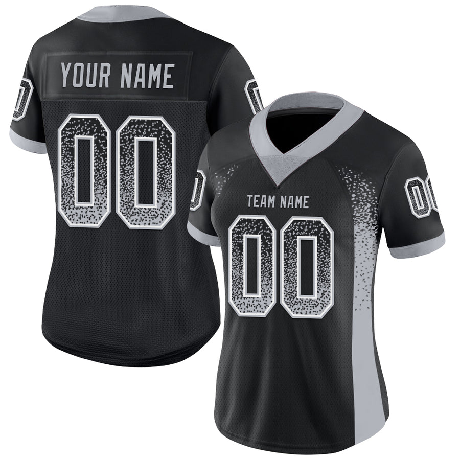 Custom Black Gray-White Drift Fashion Football Jersey