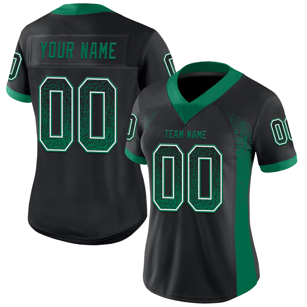 Custom Black Kelly Green-White Drift Fashion Football Jersey