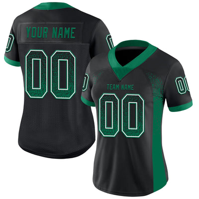 Custom Black Kelly Green-White Drift Fashion Football Jersey
