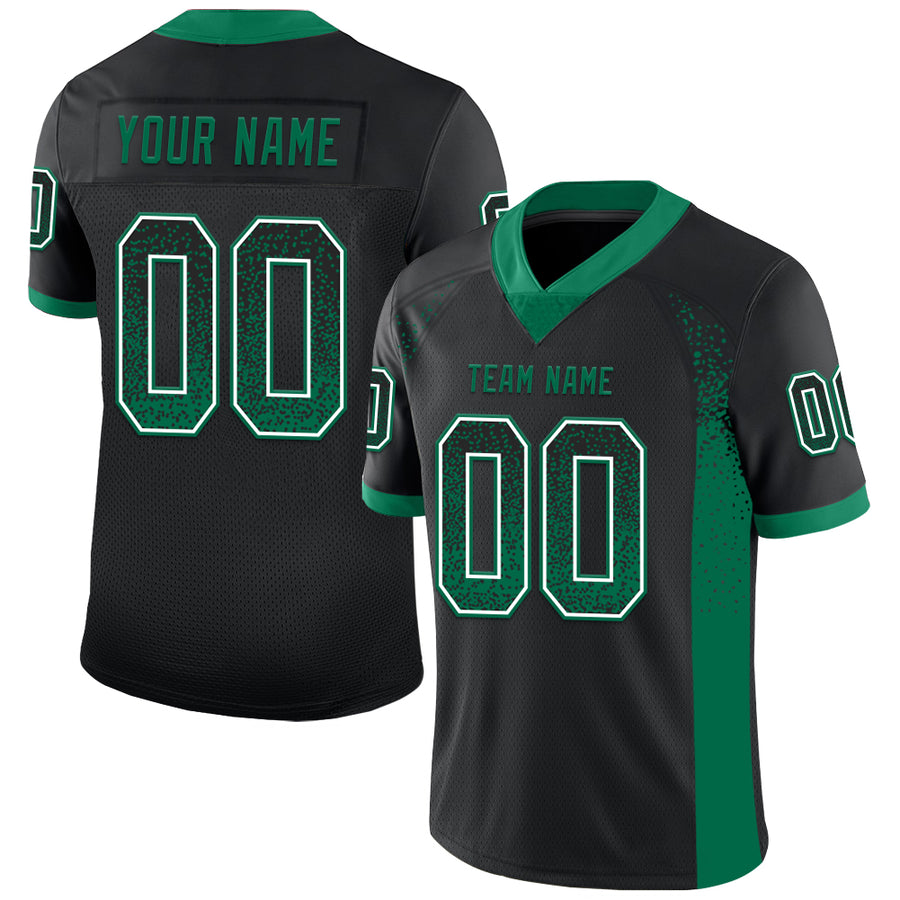 Custom Black Kelly Green-White Drift Fashion Football Jersey
