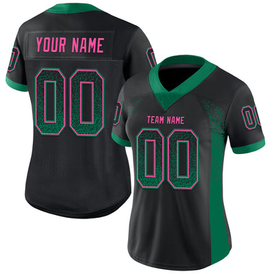 Custom Black Kelly Green-Pink Drift Fashion Football Jersey