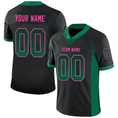Custom Black Kelly Green-Pink Drift Fashion Football Jersey