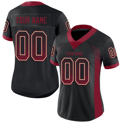 Custom Black Crimson-Cream Drift Fashion Football Jersey