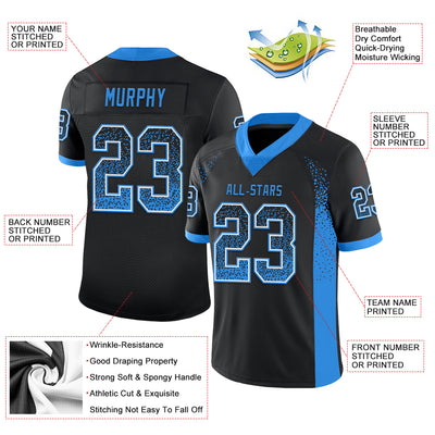 Custom Black Powder Blue-White Drift Fashion Football Jersey