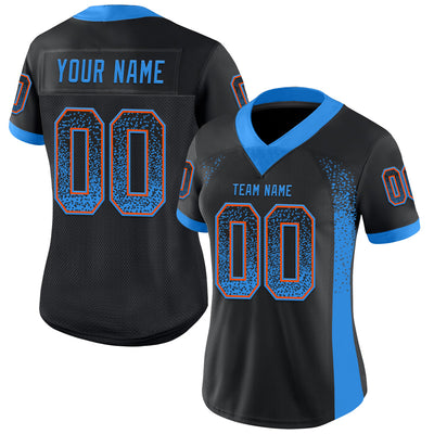 Custom Black Powder Blue-Orange Drift Fashion Football Jersey