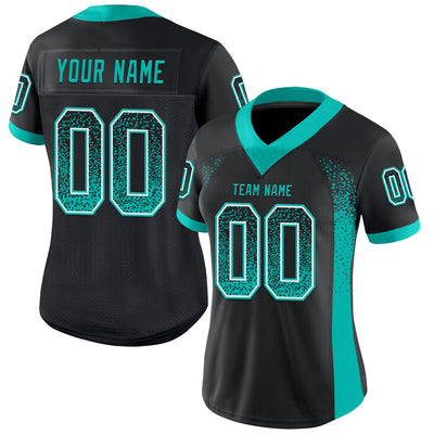 Custom Black Aqua-White Drift Fashion Football Jersey