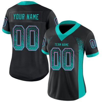 Custom Black Aqua-Pink Drift Fashion Football Jersey