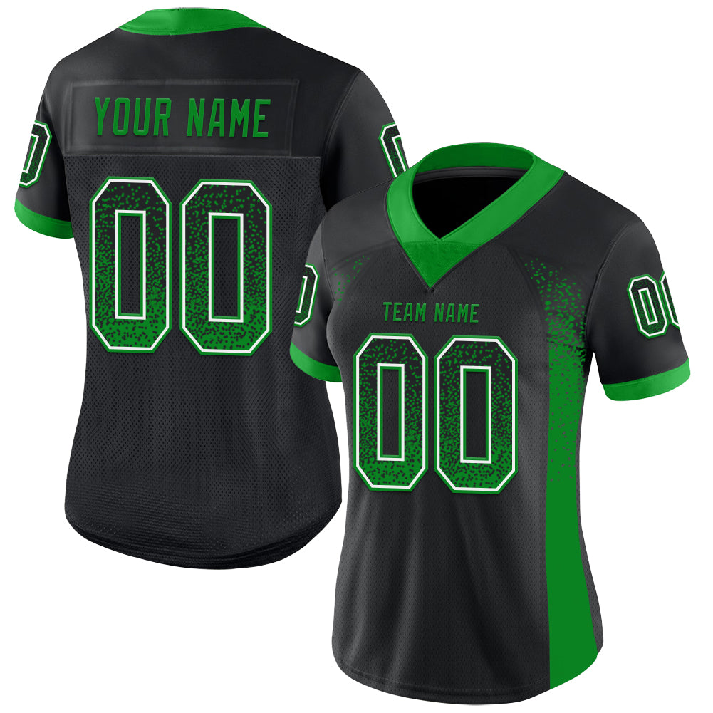 Custom Black Grass Green-White Drift Fashion Football Jersey