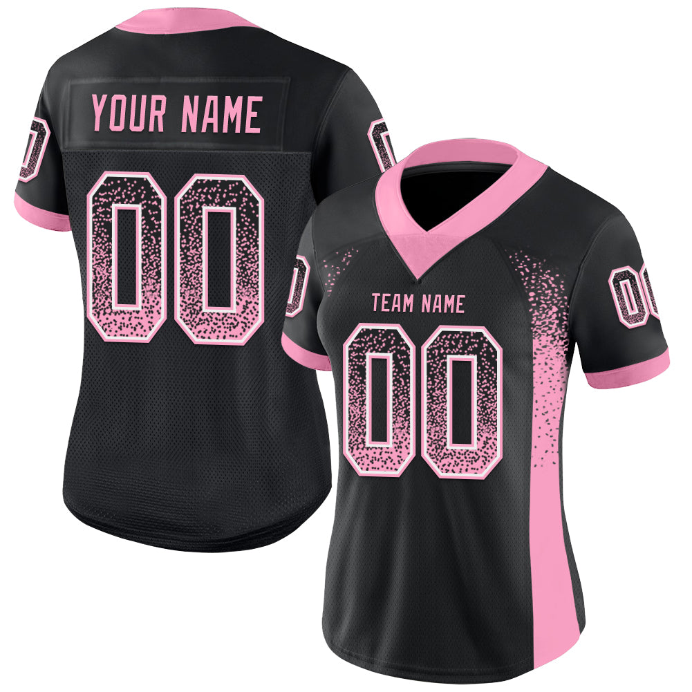 Custom Black Light Pink-White Drift Fashion Football Jersey