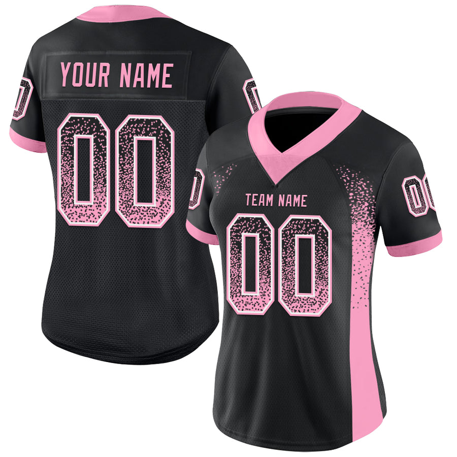 Custom Black Light Pink-White Drift Fashion Football Jersey