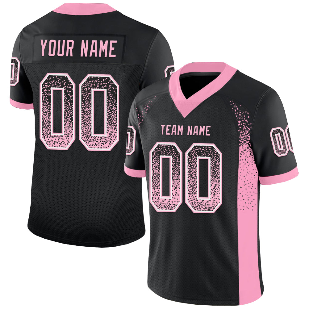 Custom Black Light Pink-White Drift Fashion Football Jersey