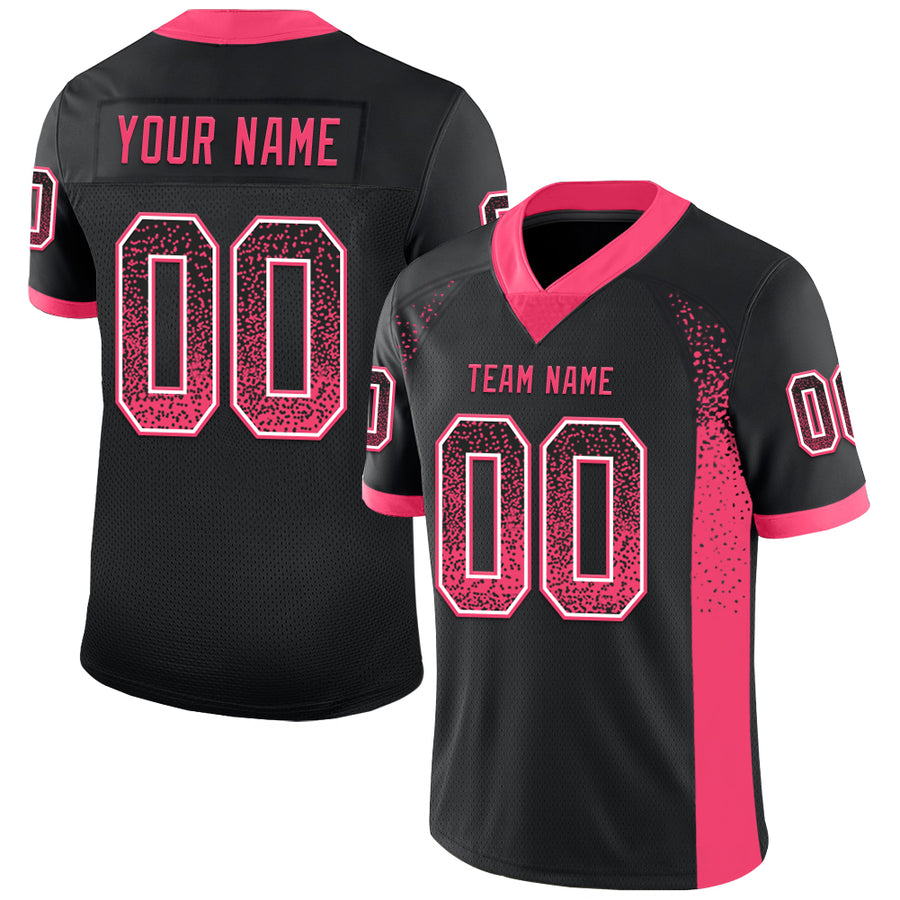 Custom Black Neon Pink-White Drift Fashion Football Jersey