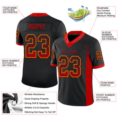 Custom Black Red-Gold Drift Fashion Football Jersey