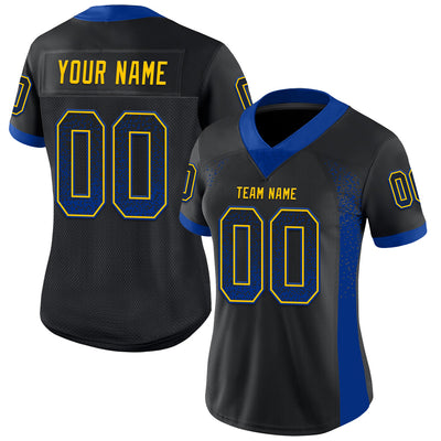 Custom Black Royal-Yellow Drift Fashion Football Jersey