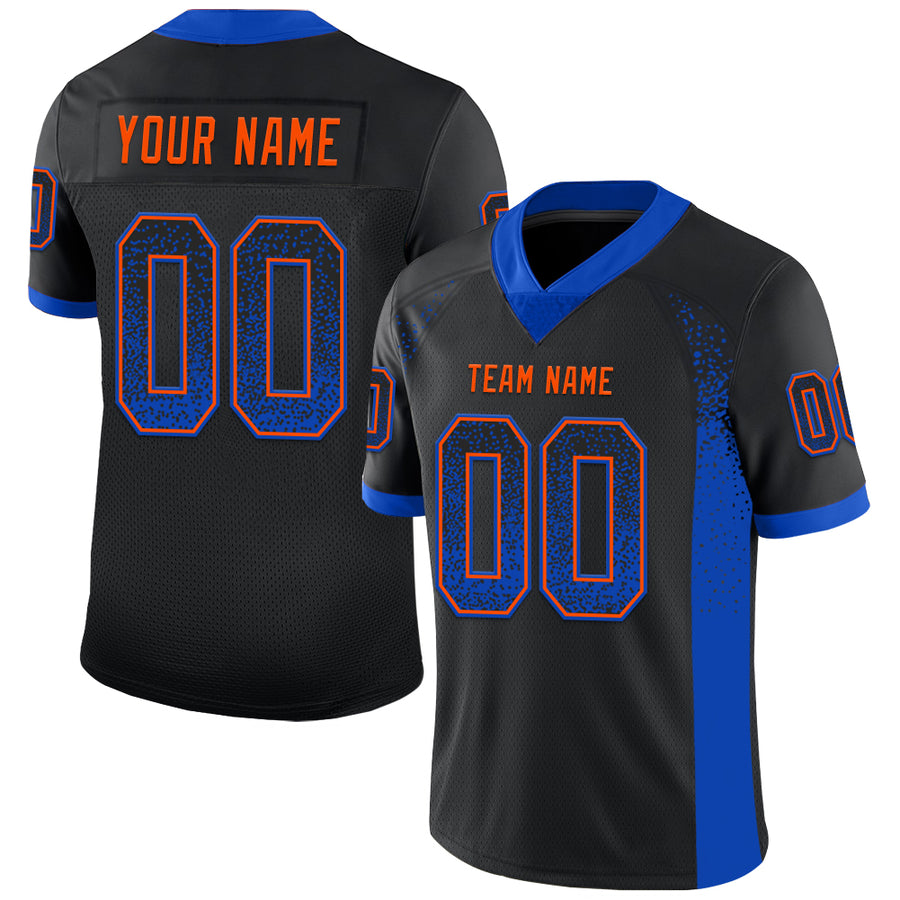 Custom Black Thunder Blue-Orange Drift Fashion Football Jersey