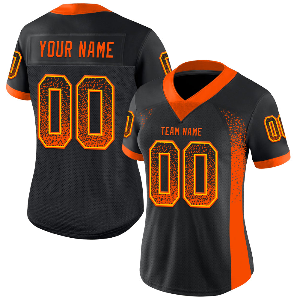 Custom Black Orange-Yellow Drift Fashion Football Jersey