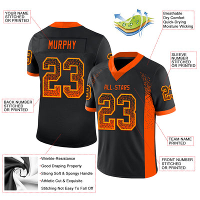 Custom Black Orange-Yellow Drift Fashion Football Jersey