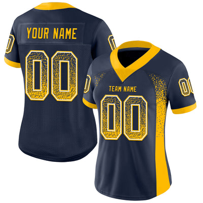 Custom Navy Gold-White Drift Fashion Football Jersey