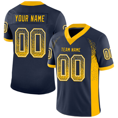 Custom Navy Gold-White Drift Fashion Football Jersey
