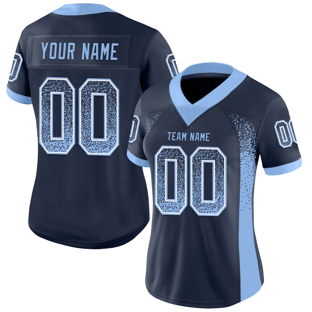 Custom Navy Light Blue-White Drift Fashion Football Jersey