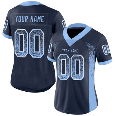 Custom Navy Light Blue-White Drift Fashion Football Jersey