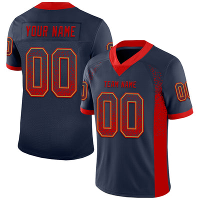 Custom Navy Red-Old Gold Drift Fashion Football Jersey