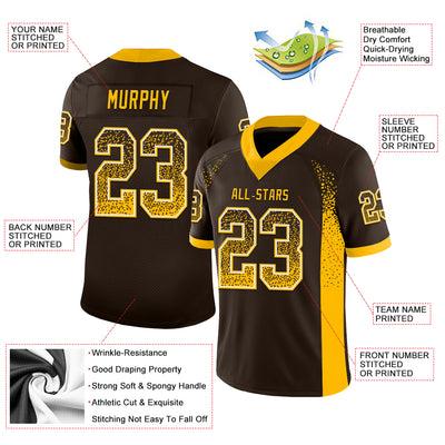 Custom Brown Gold-White Drift Fashion Football Jersey