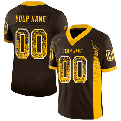 Custom Brown Gold-White Drift Fashion Football Jersey