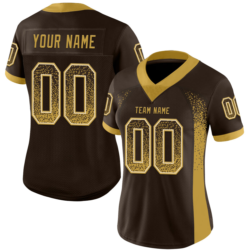 Custom Brown Old Gold-Cream Drift Fashion Football Jersey
