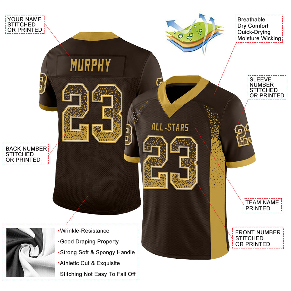 Custom Brown Old Gold-Cream Drift Fashion Football Jersey