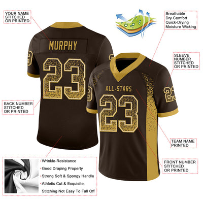 Custom Brown Old Gold-Cream Drift Fashion Football Jersey