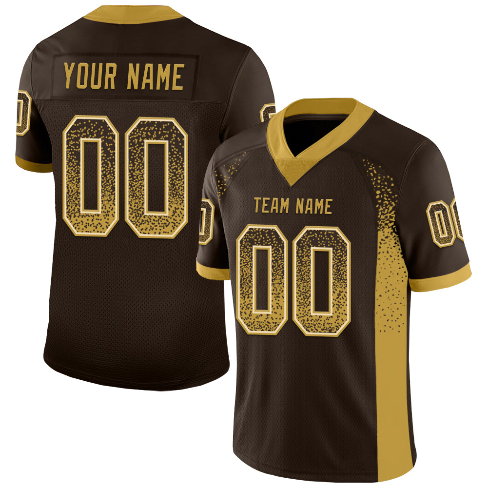 Custom Brown Old Gold-Cream Drift Fashion Football Jersey