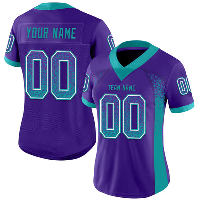 Custom Purple Teal-White Drift Fashion Football Jersey