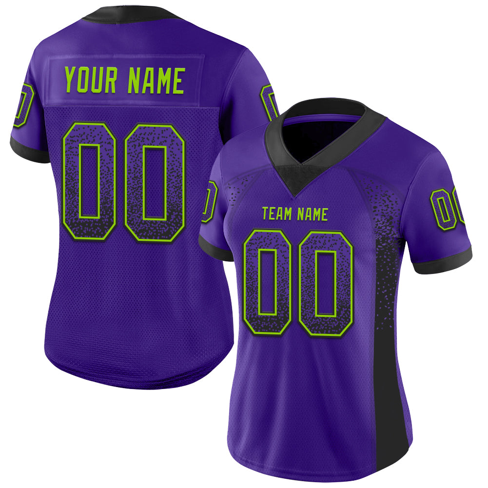 Custom Purple Black-Neon Green Drift Fashion Football Jersey