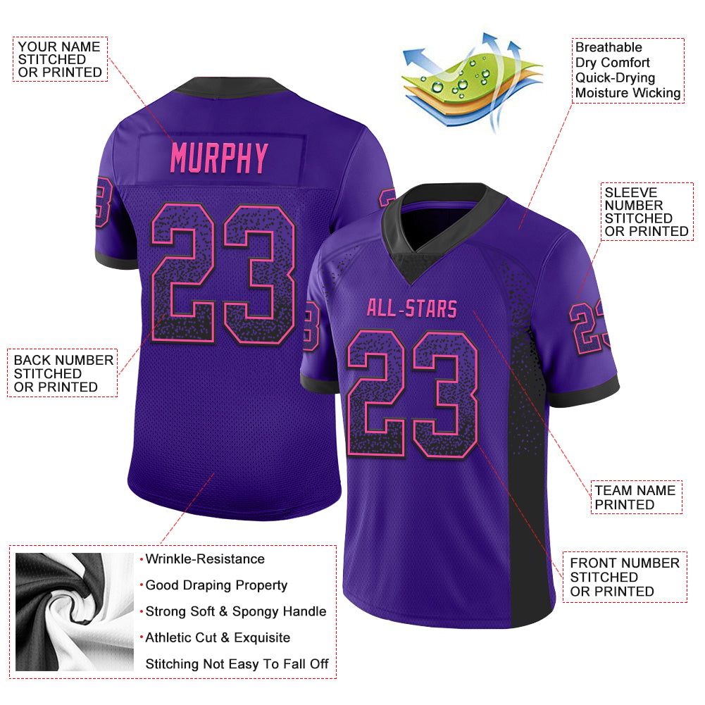 Custom Purple Black-Pink Drift Fashion Football Jersey