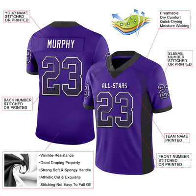 Custom Purple Black-White Drift Fashion Football Jersey