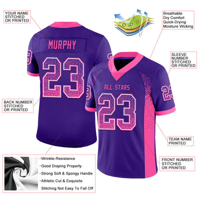 Custom Purple Pink-White Drift Fashion Football Jersey